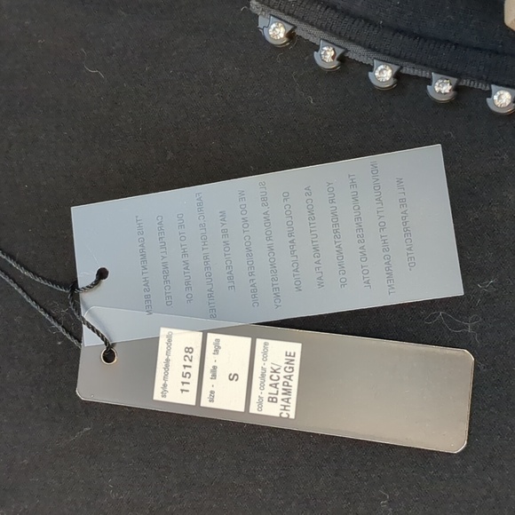 💎BELLDINI Black/Champagne Rhinestone Cardigan Top - S - Picture 9 of 14